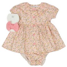 M34301: Baby Girls All Over Print Dress, Pant & Headband Set  (1-2 Years)